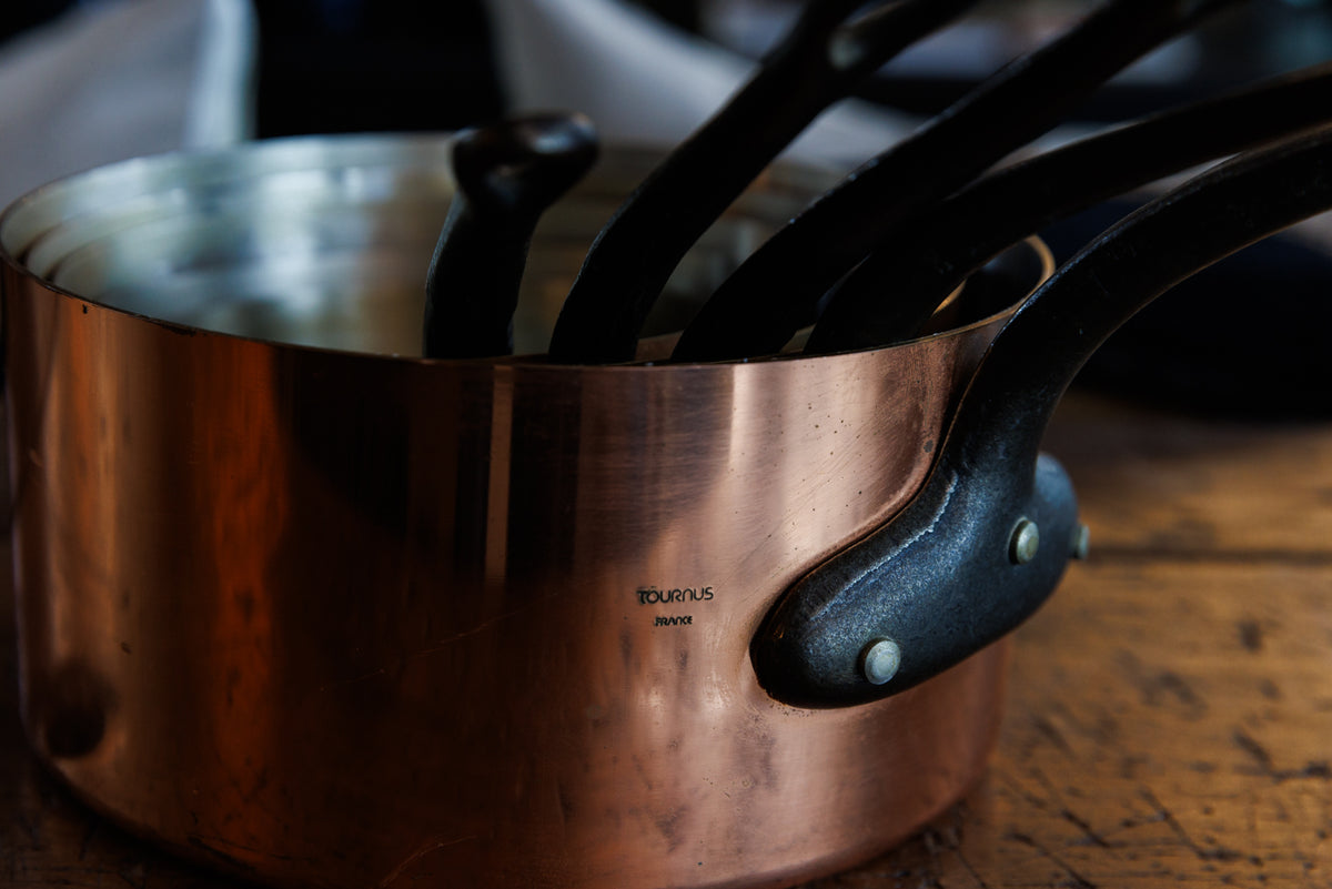 Vintage French Tournus Copper Pots Set of Five French & Sons