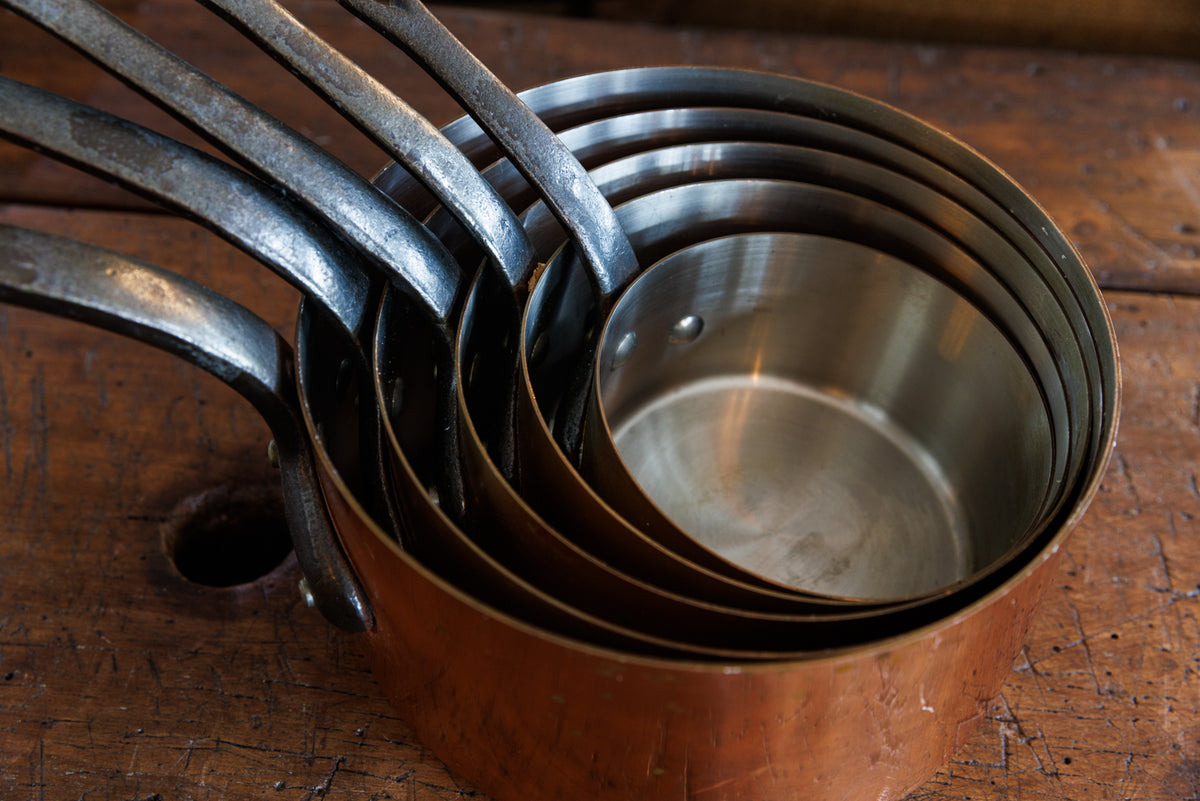 Vintage French Tournus Copper Pots Set of Five French & Sons