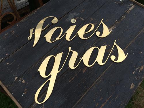 Brass 'Foies gras' Sign