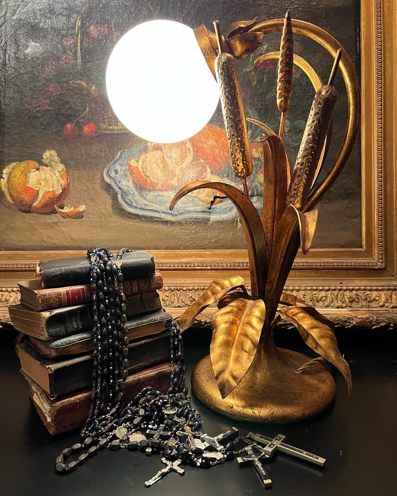 Original French Mid Century Lamp - Gold Leaf