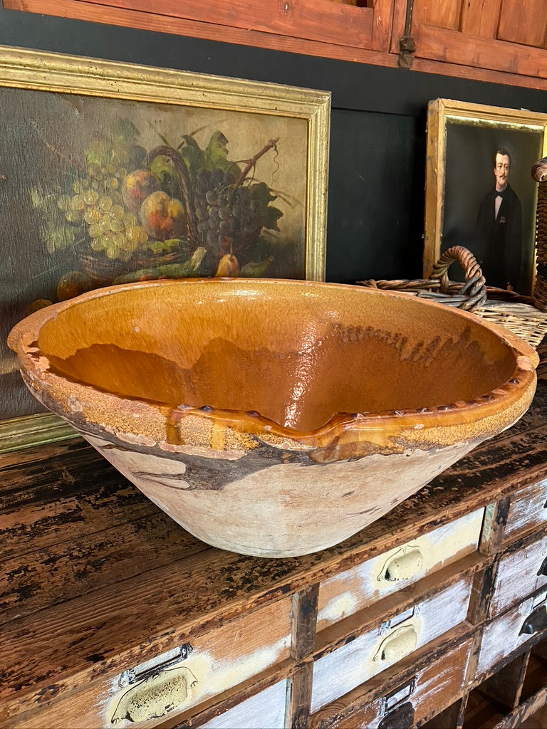 Huge French Provincial Confit/Tian Glazed Bowl