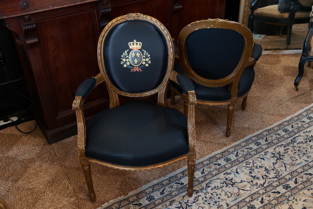 Antique French Parlour Chairs ~ King Of France Coat Of Arms