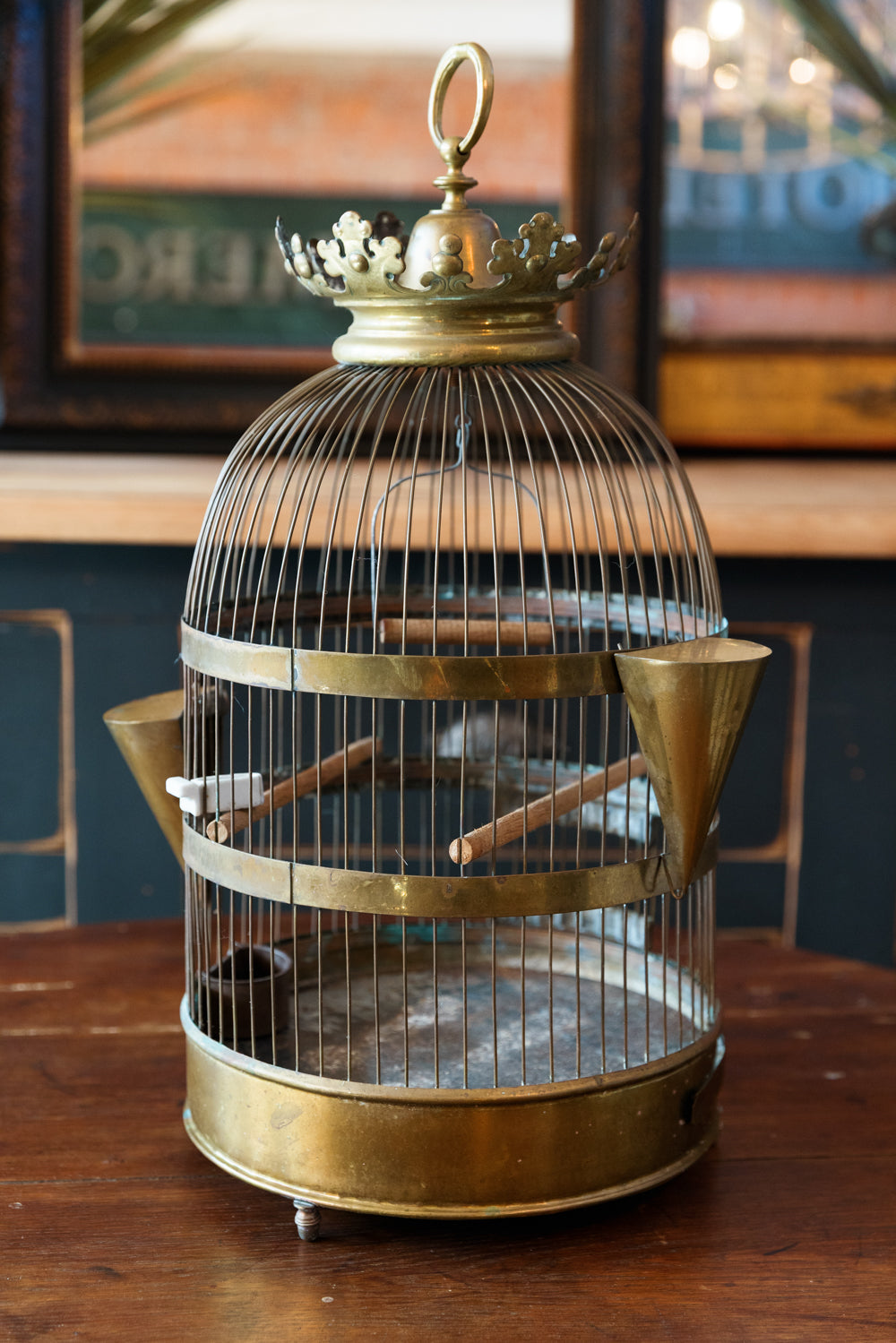 Vintage French Brass Birdcage