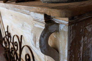 French Distressed White Pine Shop Counter/Kitchen Island