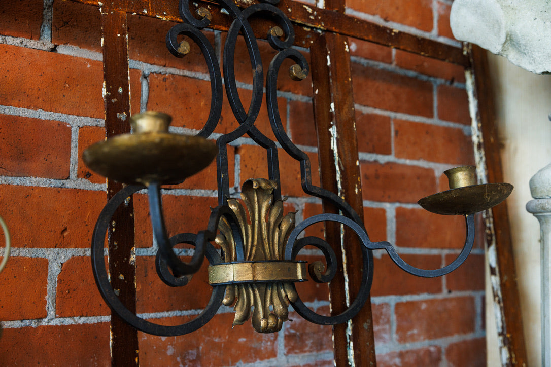 Large French Wrought Iron Candle Sconces