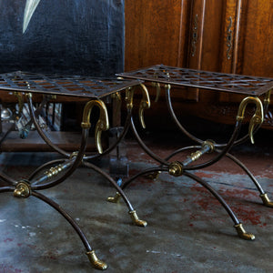19th Century Industrial ~ Bronze & Steel Swan Stools