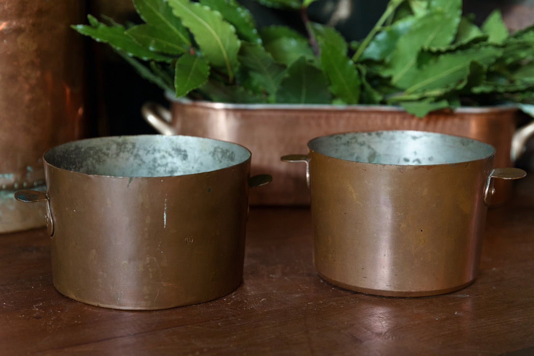 Baby Vintage French Restaurant Kitchen Coppers