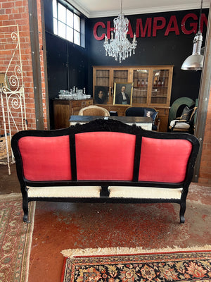 19th Century French Undressed Sofa ~ Red Silk Backing