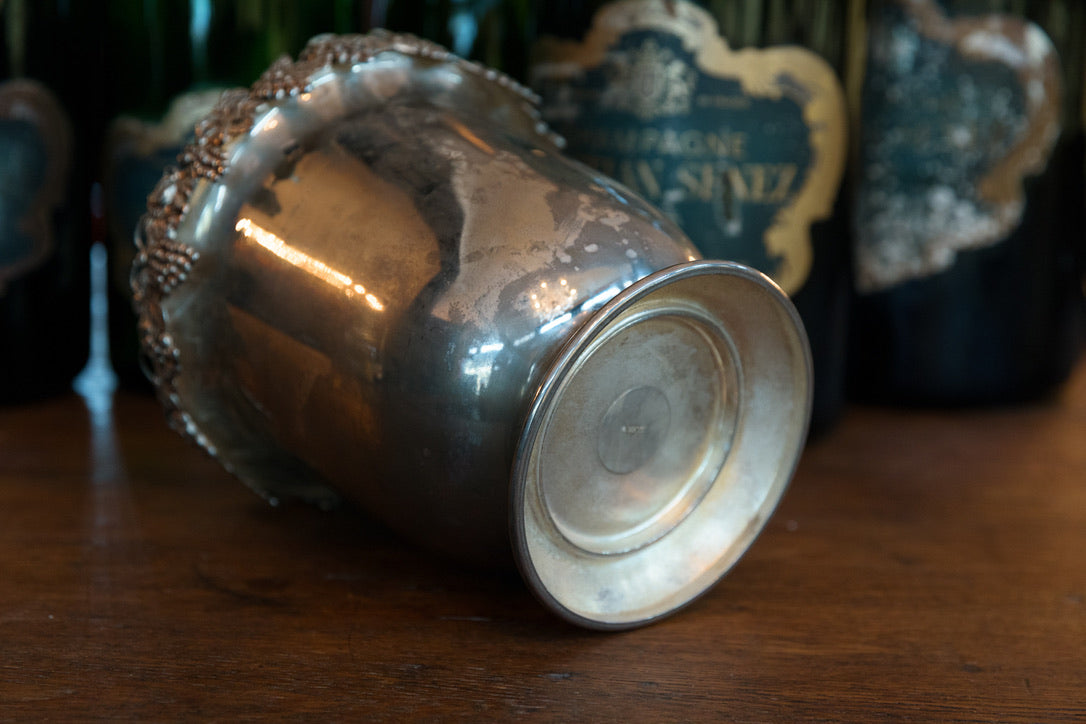 Vintage Silver Plated French Champagne Bucket ~ Grape Detail