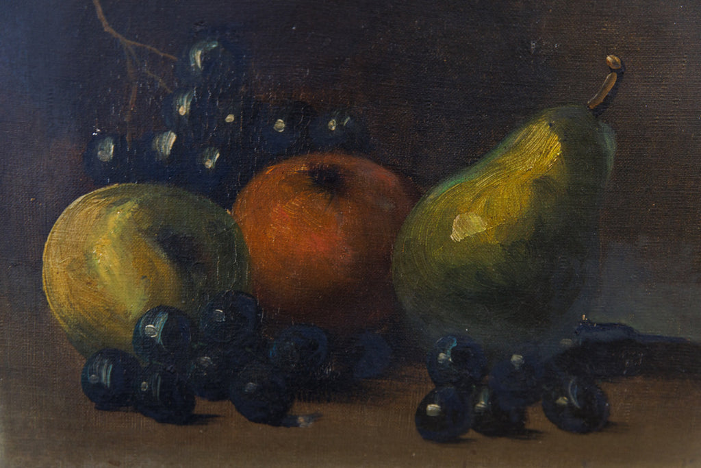 French Still Life Oil Canvas ~ Pear & Grapes