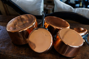 Vintage French Tournus Copper Pots ~ Set of Five