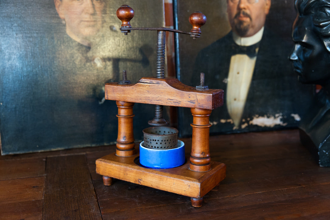 Vintage French Olive Press ~ Cherrywood