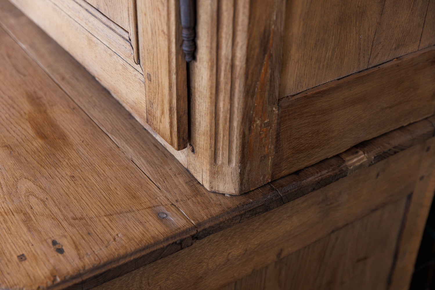 19th Century French Bleached Oak Buffet Deux Corps