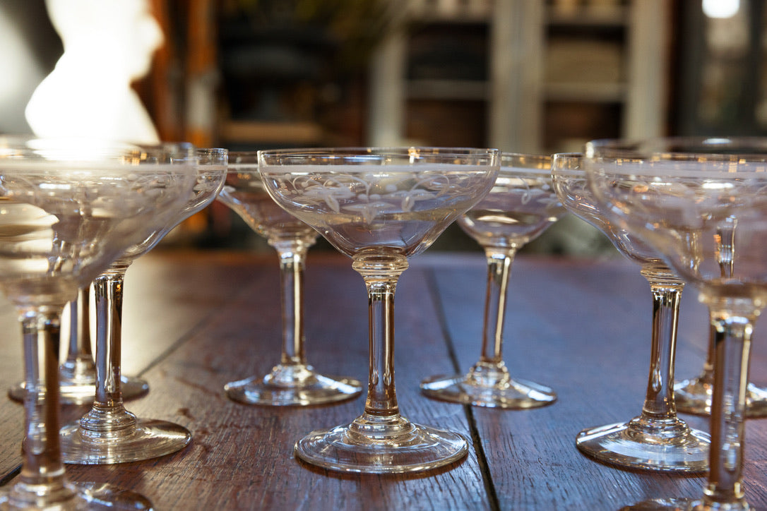 1930's French Crystal Champagne Coupes