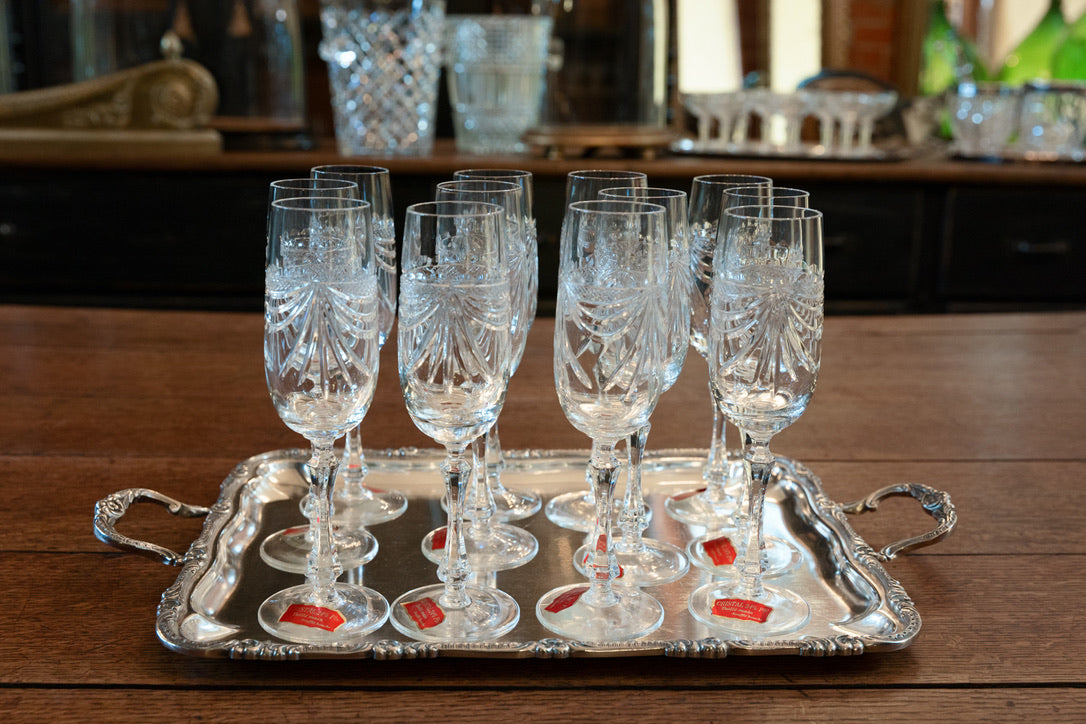 Vintage French Hand Cut Crystal Flutes
