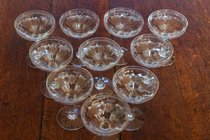 1930's French Crystal Champagne Coupes