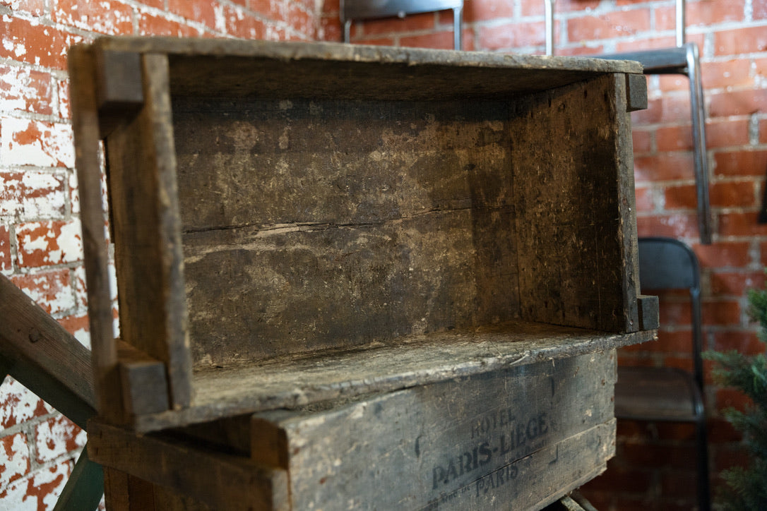 Vintage French Oak Crates