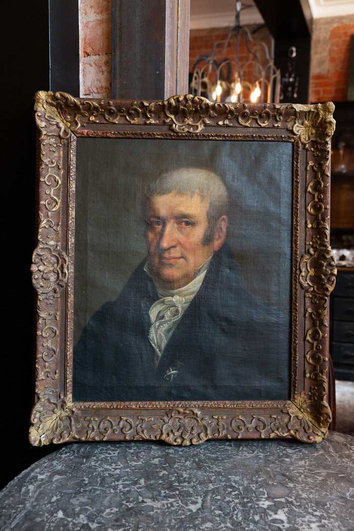 French Oil Portrait Canvas ~ Gilt Frame