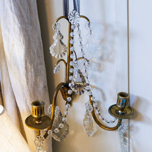 French Crystal & Bronze Wall Sconces