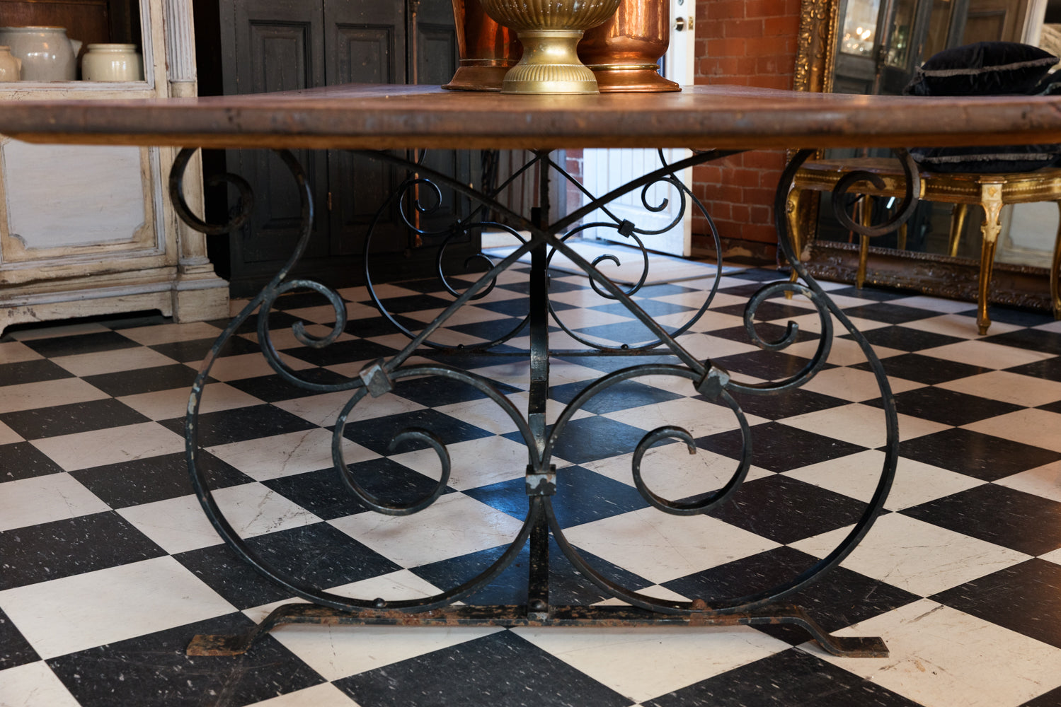 Vintage French Wrought Iron Dining Table