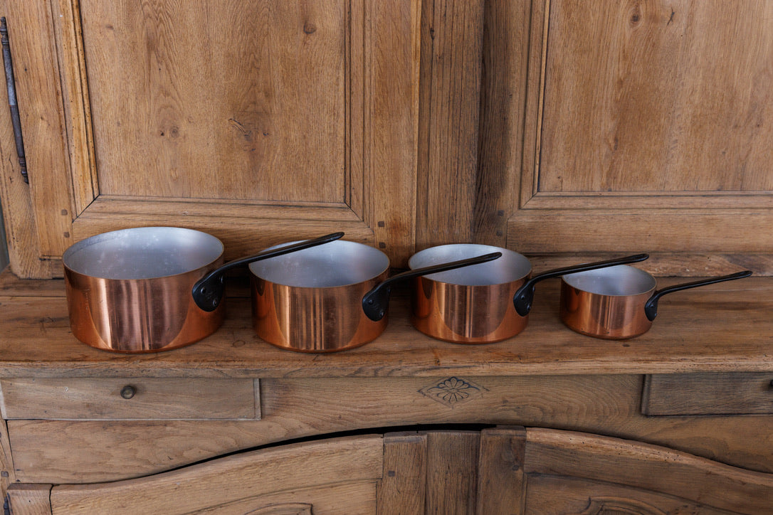 Vintage French 'Tournus' Copper Pots ~ Set of Four