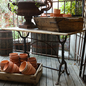 Vintage French Bistro Table ~ Wooden Top