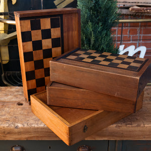 Vintage French Wooden Jacquet & Draught Set~ A