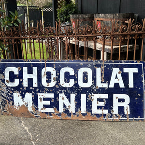 Original French 1920's Enamel Chocolat Menier Sign
