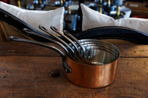 Vintage French Tournus Copper Pots ~ Set of Five