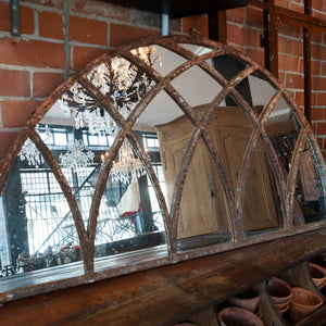 French Industrial Arched Orangerie Window Mirror