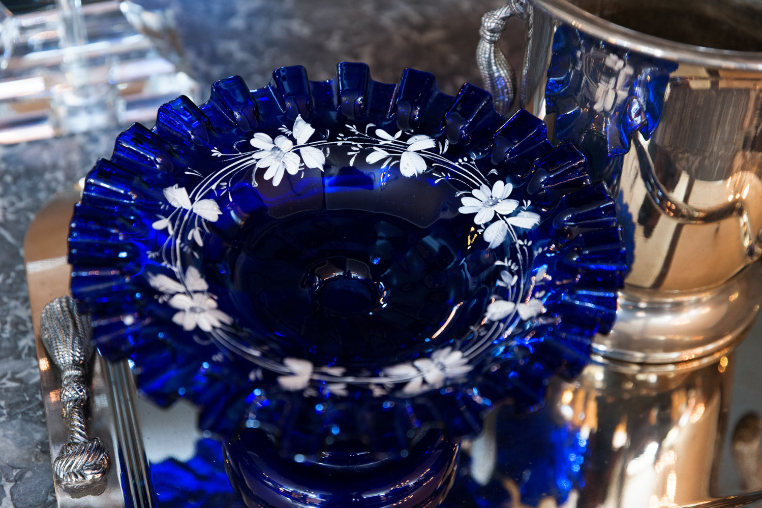 Cobalt Blue Belgian Bon Bon Plate