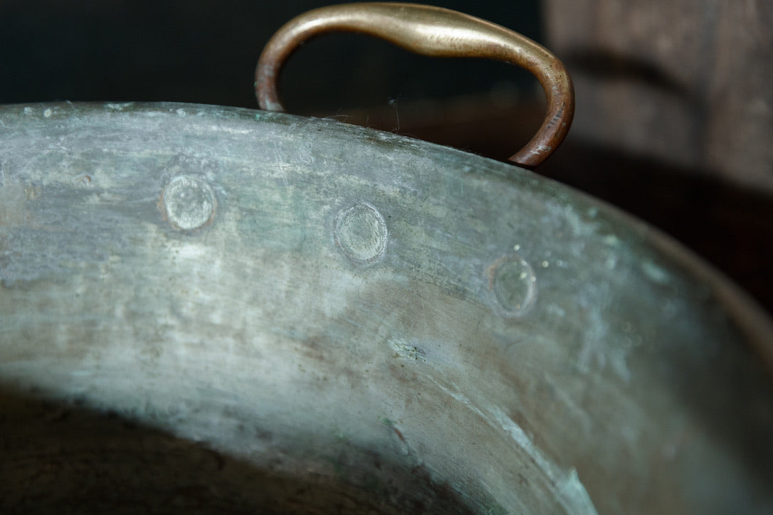 Vintage French Copper Pan ~ Bay Leaves