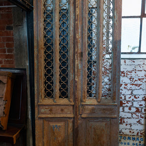 Vintage Oak & Cast Iron Entrance Doors