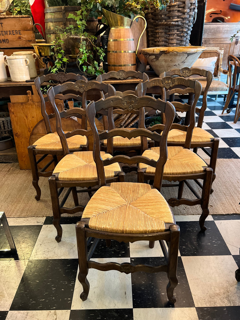 Original French Oak Farmhouse Dining Chairs