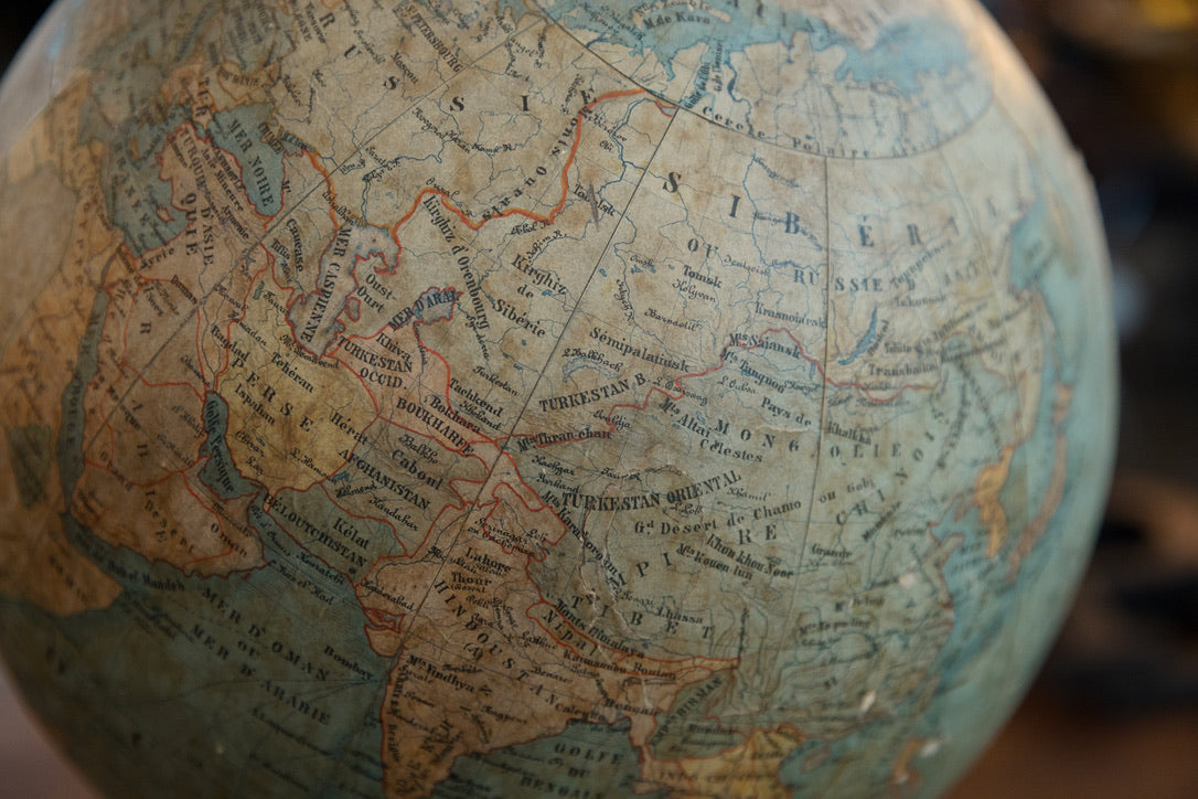 Beautiful Original French 19th Century World Globe