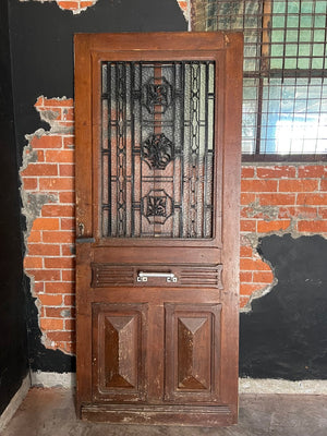 1930's French Oak Farmhouse Door ~ Wrought Iron Window