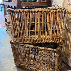 Vintage French Wicker Factory Baskets