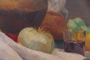 Vintage French Oil Canvas ~ Gargoulette Kitchen Still Life