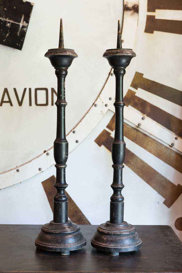 Original Napoleon III Wooden Candlesticks