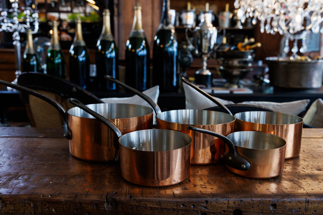 Vintage French Tournus Copper Pots ~ Set of Five