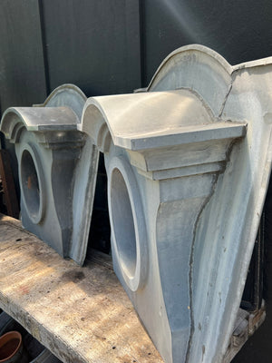 Pair 19th Century French Zinc 'OEIL DE BOEUF'  Chateau Windows