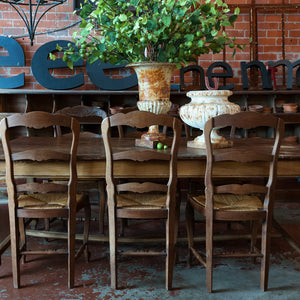 French Farmhouse Oak Dining Chairs ~ Rush Seats