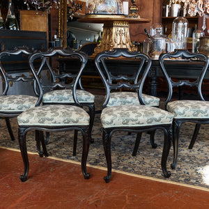 Original Napoleon III French Ebonised Dining Chairs ~ Set of Six