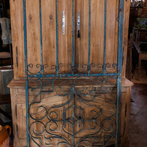 19th Century French Wrought Iron Gate ~ Dark Green Patina
