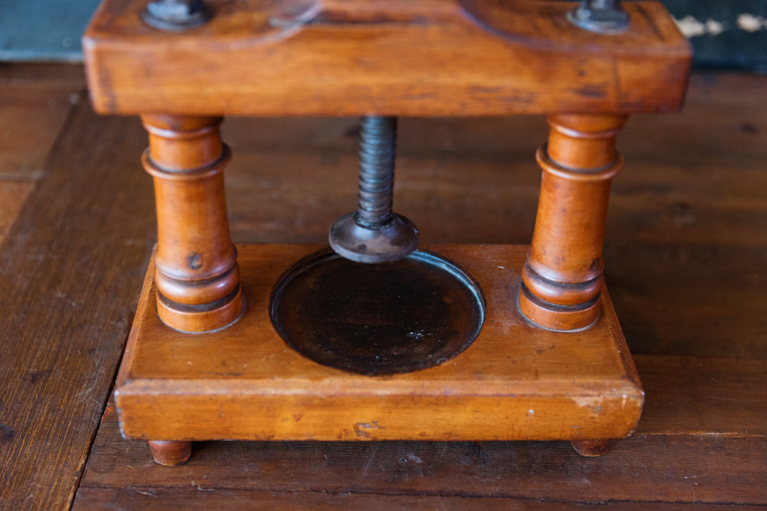 Vintage French Olive Press ~ Cherrywood
