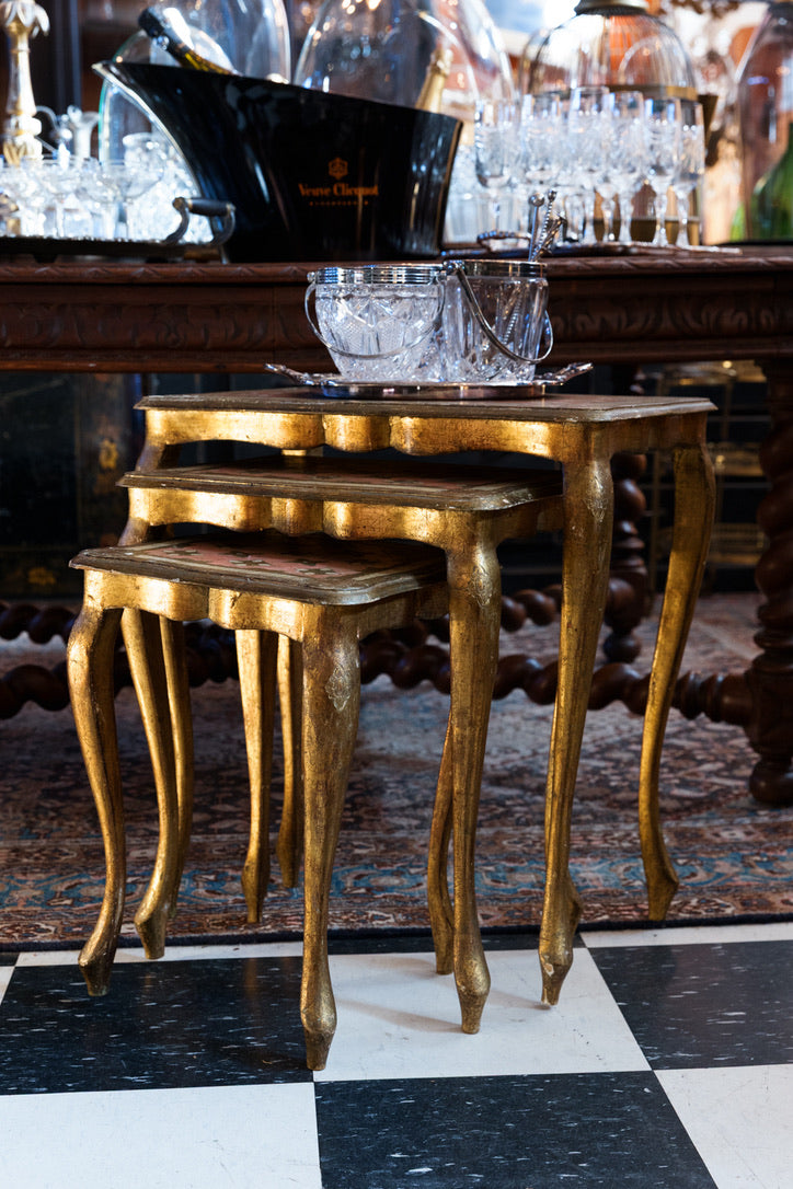 French Florentine Nest Of Tables ~ Dusky Pink