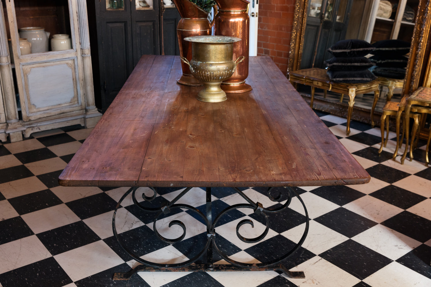 Vintage French Wrought Iron Dining Table
