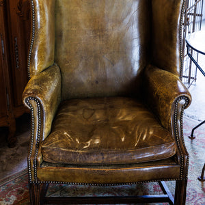Gorgeous Vintage Leather Wingback Chair