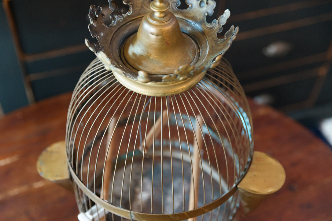 Vintage French Brass Birdcage