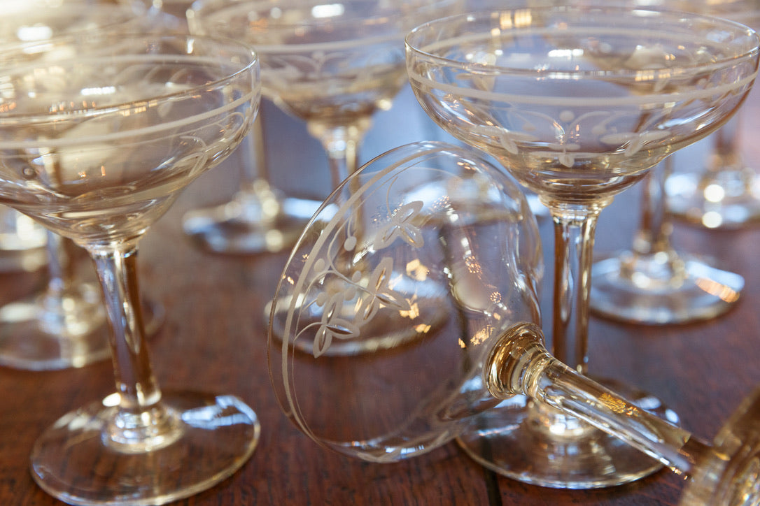 1930's French Crystal Champagne Coupes